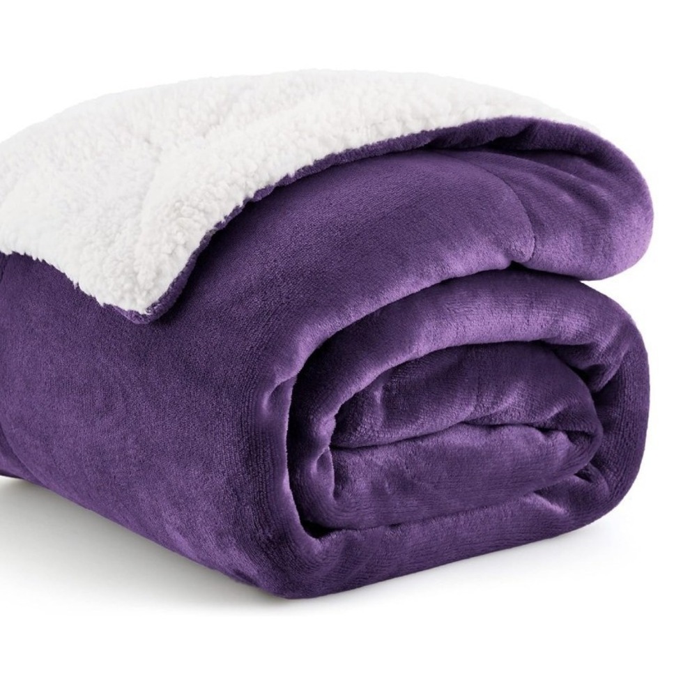 Bedsure Flannel Blanket Fleece Throw Size 50" x 60" Purple Bedding Fuzzy New
